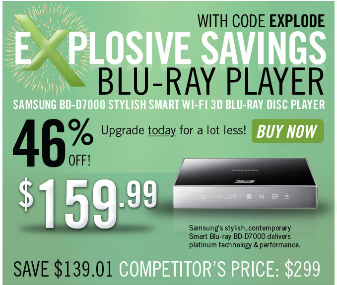 Now Only $159.99 - Samsung BD-D7000 3D Blu-ray Disc Player (Silver) - Save 46% OFF - Get It Now
